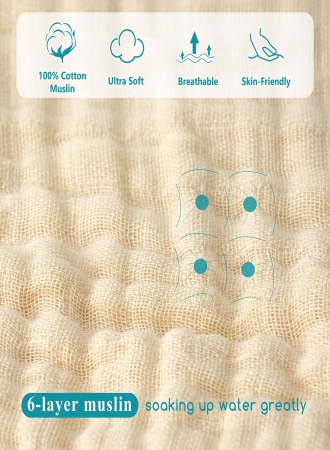 بي أتش إف منشفتان للأطفال من PHF، مصنوعتان من قطن الموسلين بنسبة 100%، منشفة استحمام للأطفال حديثي الولادة والرضع والأطفال الصغار، فائقة النعومة والامتصاص، مناشف استحمام أساسية للأطفال للأولاد والبنات، مقاس 32 × 32 بوصة، بيج وأخضر - Image 2